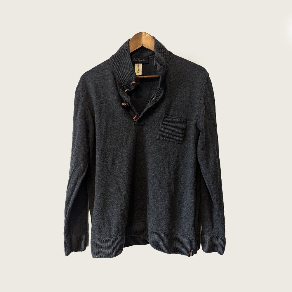 LES COPAINS - Merino buttoned neck sweater - Sz 56 (fits S/M)